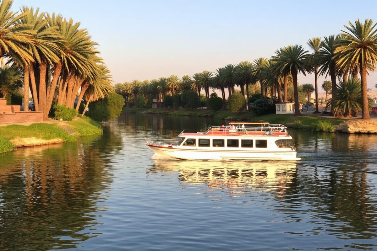 Nile cruise between palm banks
